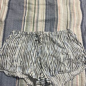 High Waist Blue and White Striped Shorts